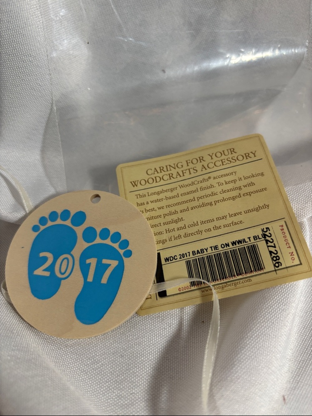 Longaberger 2017 Baby Footprint Tie-on- Blue